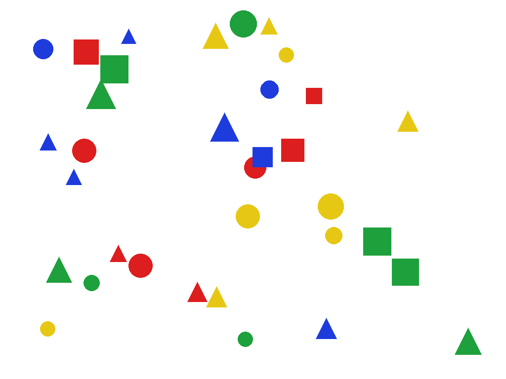 Scattered colored shapes
